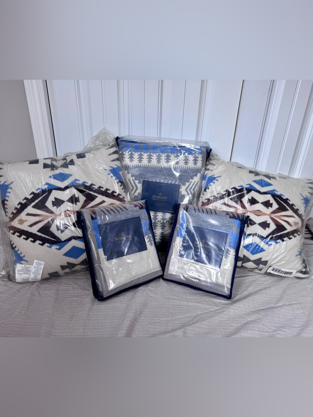 NEW Pendleton Silver Bark Queen Wool Blanket 5-Pc Set